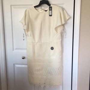 Chi chi London curve beige/off white dress 16